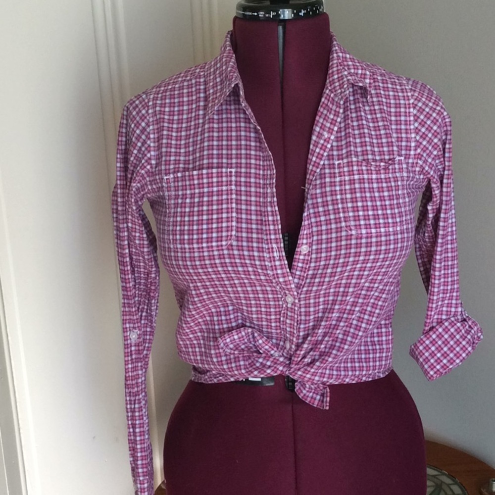 Pink plaid button up